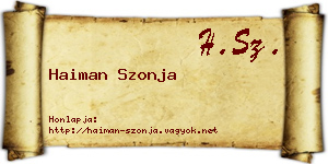 Haiman Szonja névjegykártya